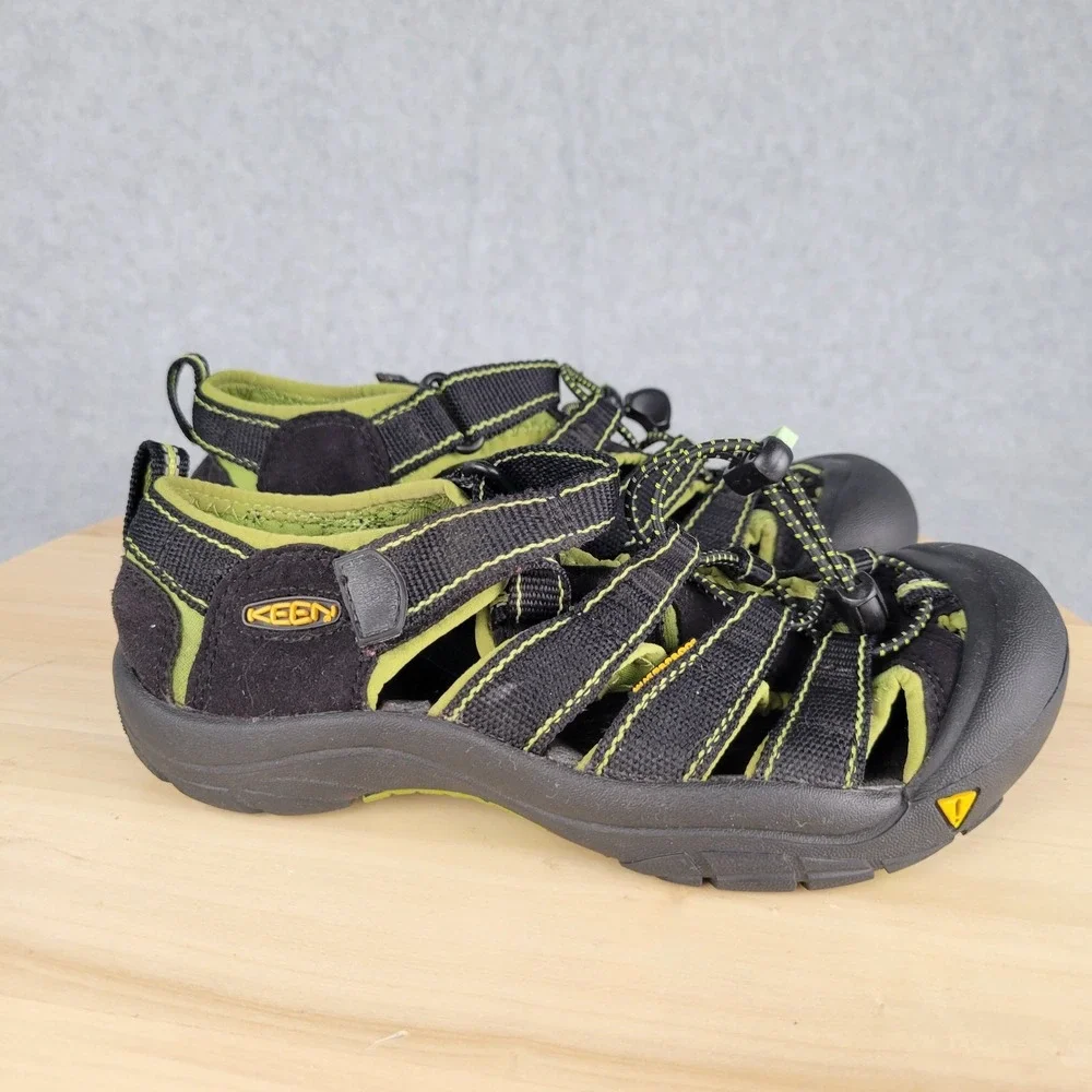Keen Sandals Youth 3 Newport H2 Black Green Water Hike Camp Shoes Outdoor‎ Kids